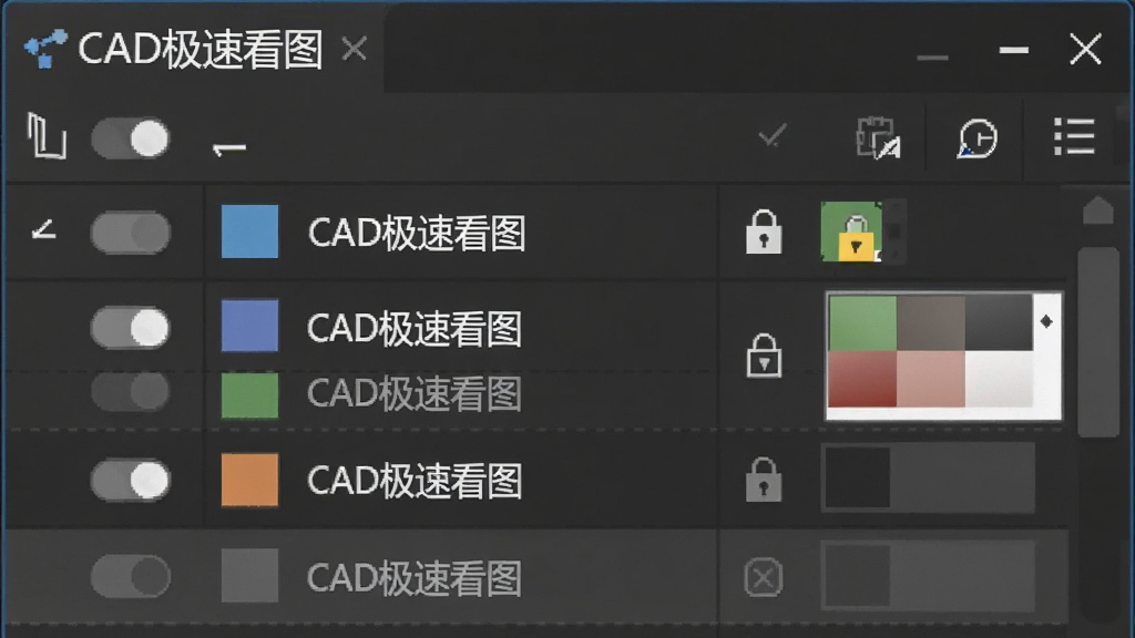 图层管理面板特写图,画面显示