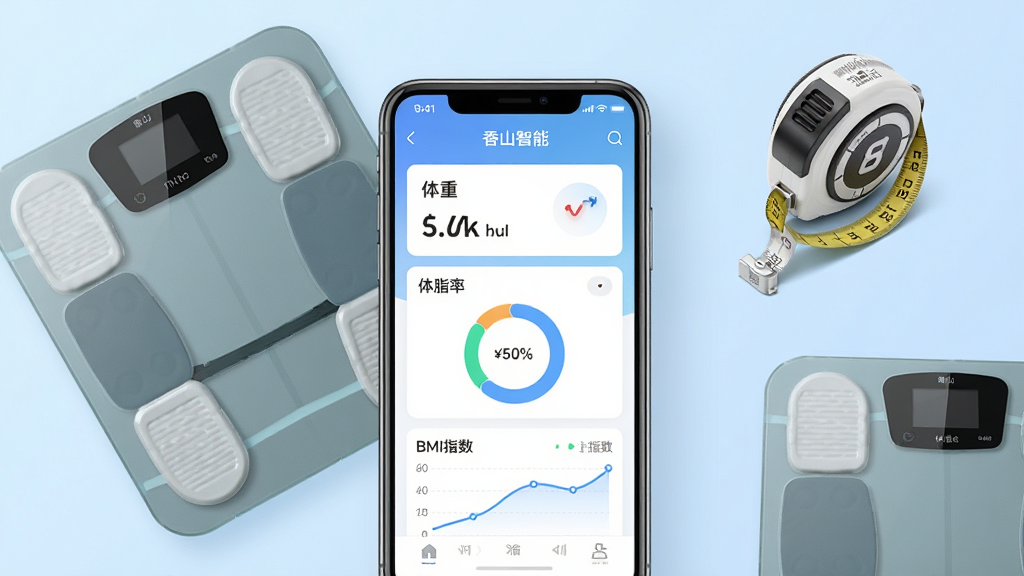 香山智能APP主界面展示,画面中央是一部智能手机,屏幕显示