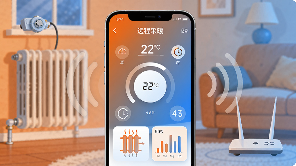 画面中心是一部智能手机,屏幕上显示