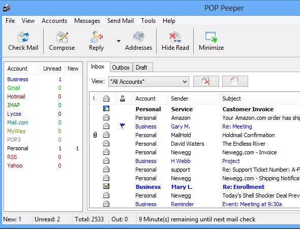 POP Peeper 账户设置界面 截图