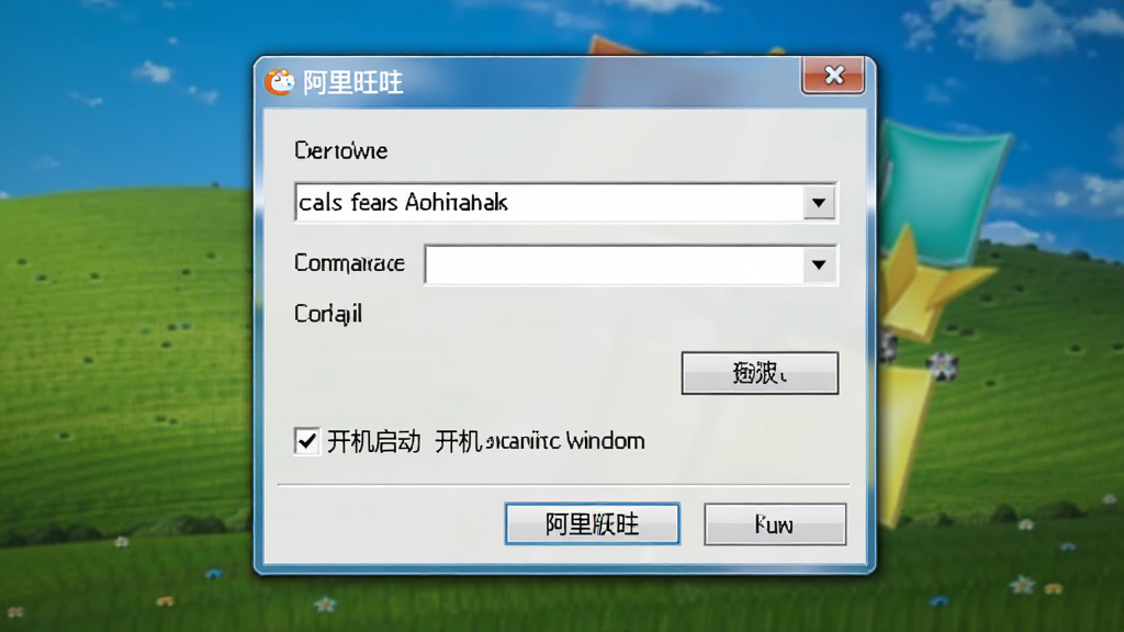阿里旺旺 买家版 安装向导与设置界面,主体为安装路径选择与开机启动选项,布局为对话框形式,排版居中,风格为经典Windows安装界面,细节包含浏览按钮与复选框,画质高清,干净,无多余元素