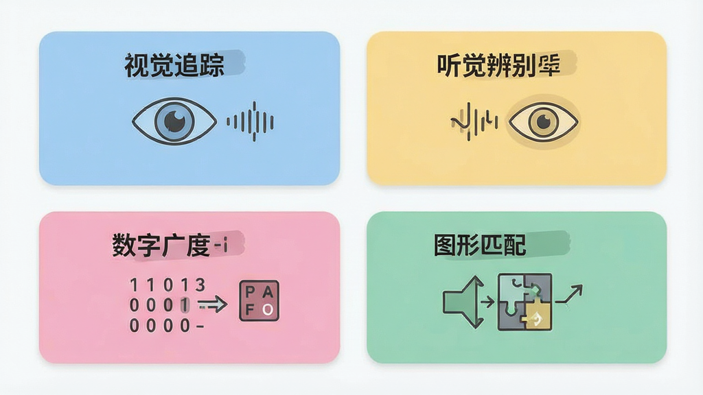 一张展示AttentionTraining多维度训练模块的图片,画面中排列着多个彩色卡片,分别标注