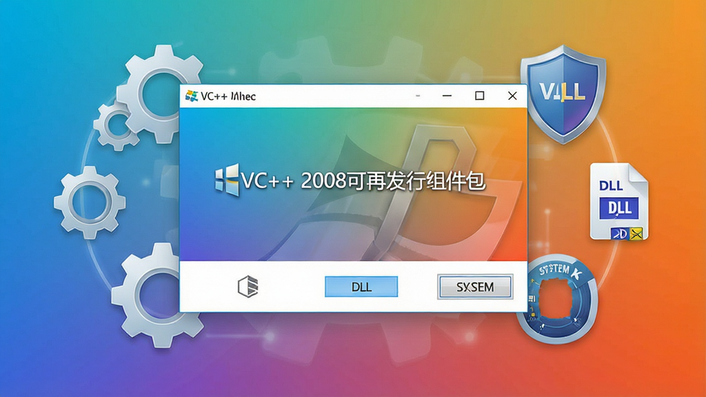 一张展现软件安装与系统修复主题的图片,画面中央是带有