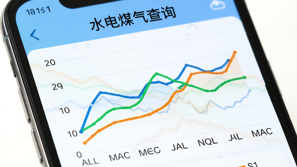 手机屏幕显示一张彩色折线统计图,图表上方有