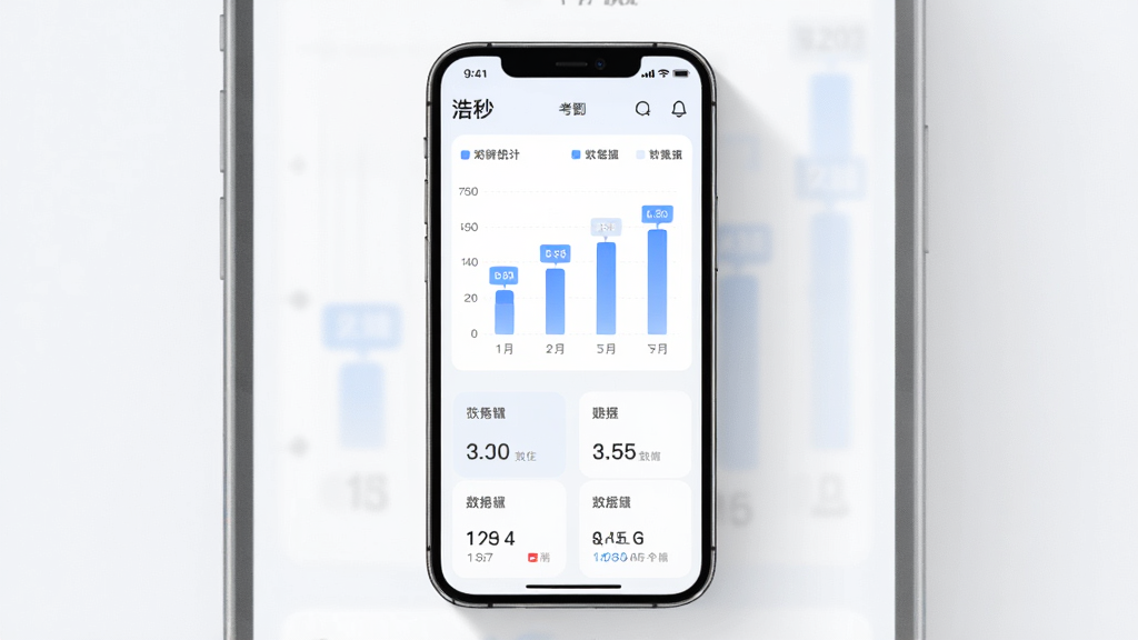 AI生图,画面呈现“浩秒”考勤统计页面,主体为手机屏幕中的柱状图与数据卡片,布局采用纵向排列,风格为清爽浅色系,细节包含数字标签与图例说明,画质锐利,背景干净,无多余装饰