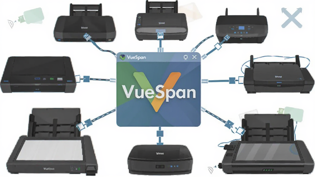 һ��չʾVueScan���ݶ���ɨ�����豸��ʾ��ͼ��������VueScan����ͼ������Χ���Ƶĸ���Ʒ��ɨ�����豸������Ϊ���з���״���У��Ű����룬���Ϊ��ƽ���Ƽ��廭��ϸ�ڰ�����ͬ�ͺŵ�ɨ���������������ߡ����ݱ�ʶ�����ʸ��壬����ɾ����޶���Ԫ��