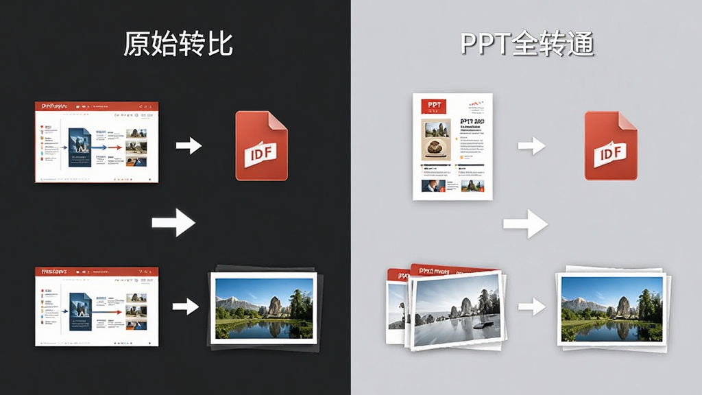 一张对比展示图,画面左侧是原始PPT幻灯片,右侧是
