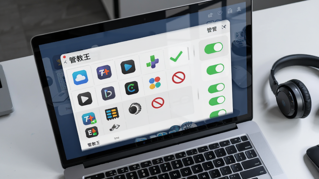 画面中央是一台笔记本电脑,屏幕中显示