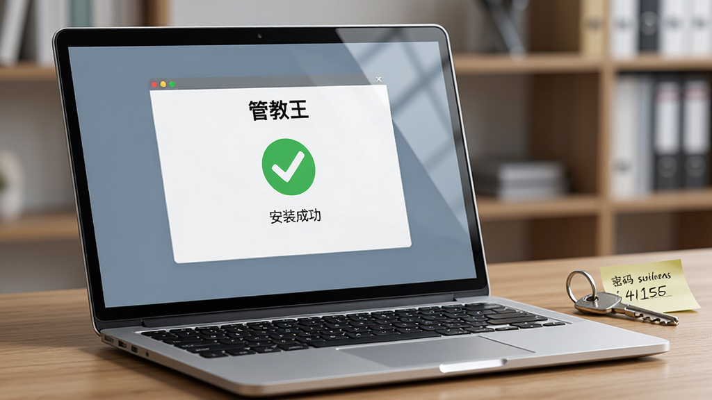 画面主体是一台打开的笔记本电脑,屏幕显示