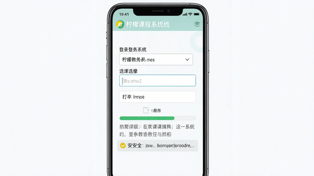 ���ʿγ̱������н���ϵͳ���빦�ܵĽ����ͼ������Ϊ�ֻ���Ļ��ʾ��¼����ϵͳ��������뵼������������־��У��Ű����룬���Ϊ����ǳɫϵ��ϸ�ڰ���ѧУѡ�������˵��밲ȫ��ʾ���֣������������ɾ����޶���Ԫ��