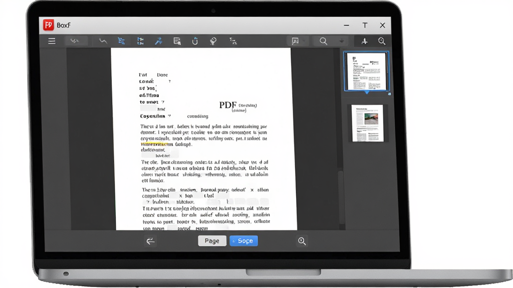 һ��չʾ����PDF�Ķ������������ͼƬ������������һ̨�ʼǱ�������Ļ����Ļ�ϴ��ź���PDF�Ķ�������ʾһ���Ű������PDF�ĵ�ҳ�棬��Ļ�·��з�ҳ�����Ű�ť�����岼�ּ�����������Ϊ�ִ��Ƽ��У�ϸ�ڰ�������ͼ�ꡢ��������ť���ĵ�����ͼ�����ʸ��壬�ɾ����޶���Ԫ��