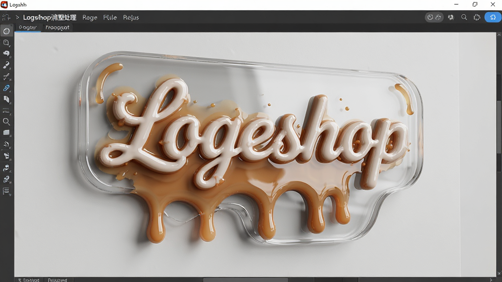 一张展示Logoshop滴塑处理软件滴塑效果预览功能的图片,画面主体是软件预览窗口中的滴塑标牌立体效果图,布局采用居中展示方式,排版突出滴塑立体感与光泽感,风格为产品展示风格,细节包含滴胶厚度模拟、光影反射、透明质感,画质高清,干净,无多余元素