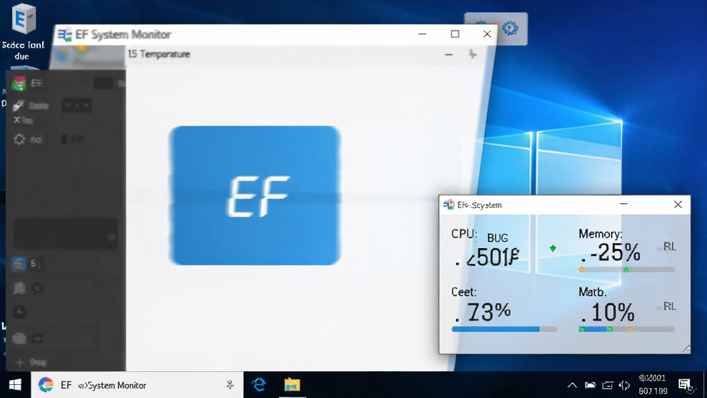 EF System Monitor ��������ʱ��ϵͳ����ͼ����������չʾ�����������������԰�͸����������ʽ�������������½ǣ���ʾCPU�¶����ڴ�ռ�ðٷֱȣ�����ΪWindows���滷�������Ϊ��Լʵ�÷磬ϸ�ڰ�����������ӰЧ����ʵʱ���������������������ɾ����޶���Ԫ��