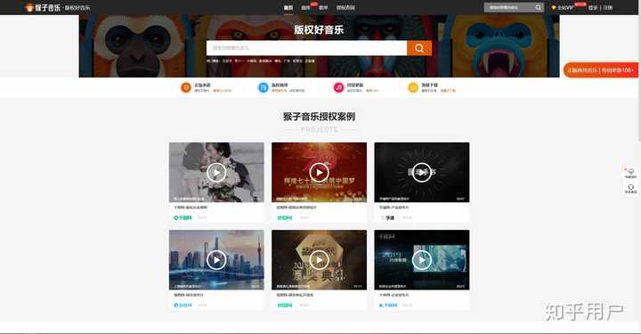 猴子公播音乐商用授权说明页面 免费背景音乐分类