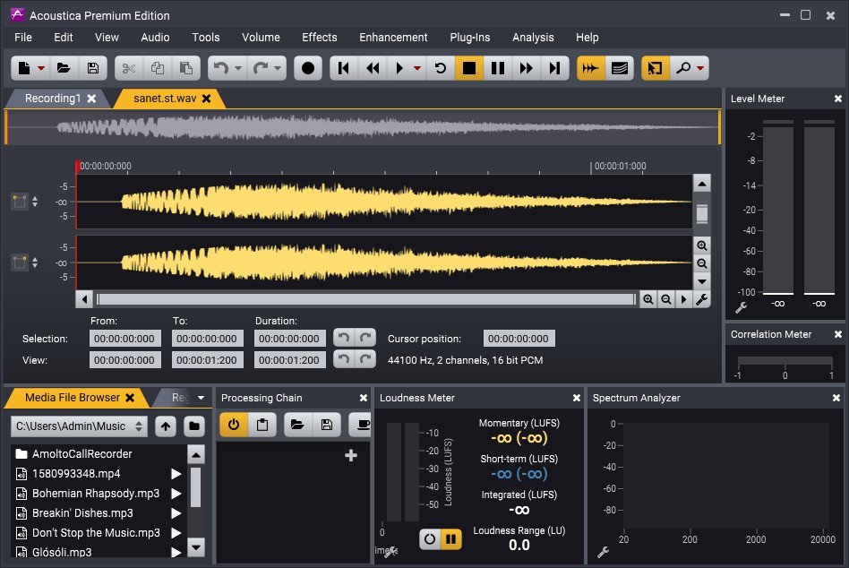 Digital Media Acoustica 安卓版 音频编辑软件界面