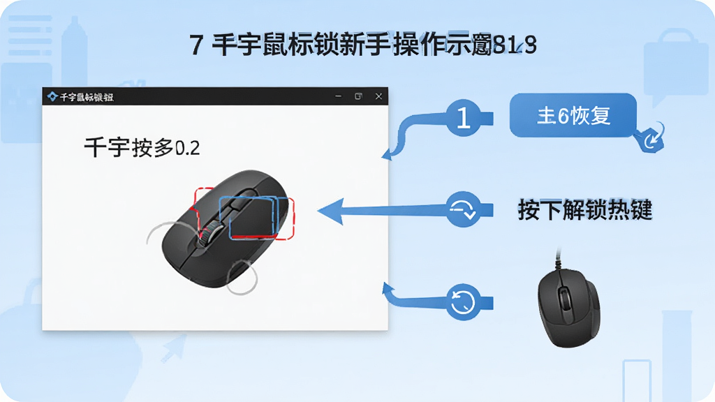 千宇鼠标锁新手操作示意图,画面展示