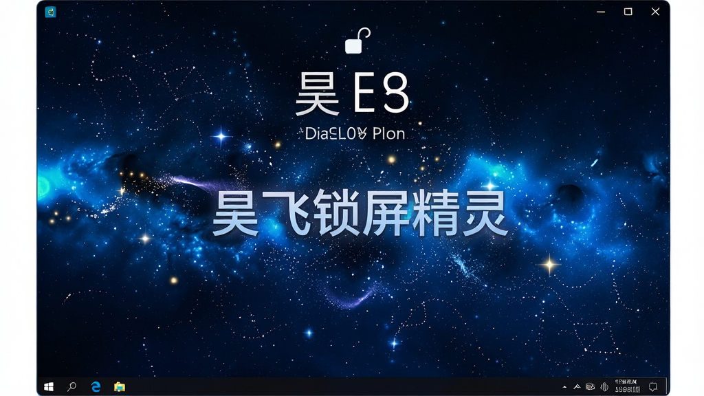 一张展示昊飞锁屏精灵动态锁屏特效的图片,主体是电脑锁屏界面正在播放星空粒子动画,布局为全屏展示锁屏效果,排版突出动态特效的视觉冲击力,风格为梦幻科技风,细节上包含流动的星光粒子、深蓝色夜空背景、