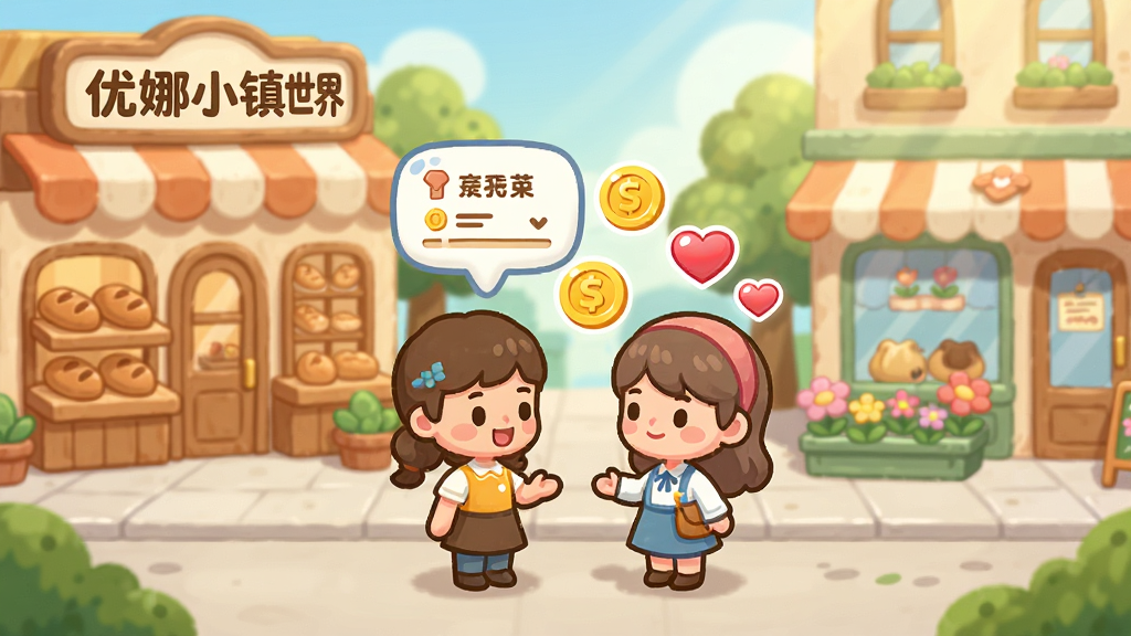 卡通小镇的街道场景,画面中
