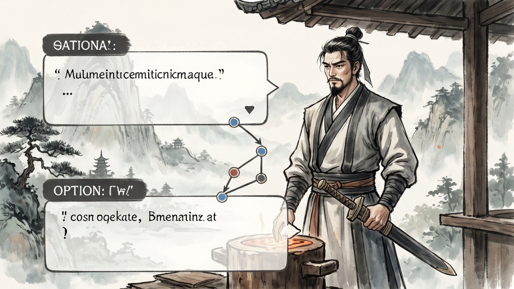 铸剑师 剧情 对话 场景 古风 山水 背景 人物 立绘 对话框 选项 分支 唯美 画质 干净 无多余元素