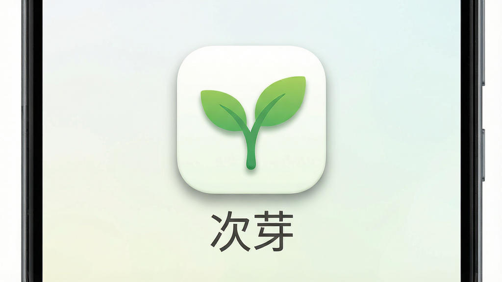 一张安卓手机主界面截图风格图片,画面中央放置一个简洁的绿色嫩芽图标代表