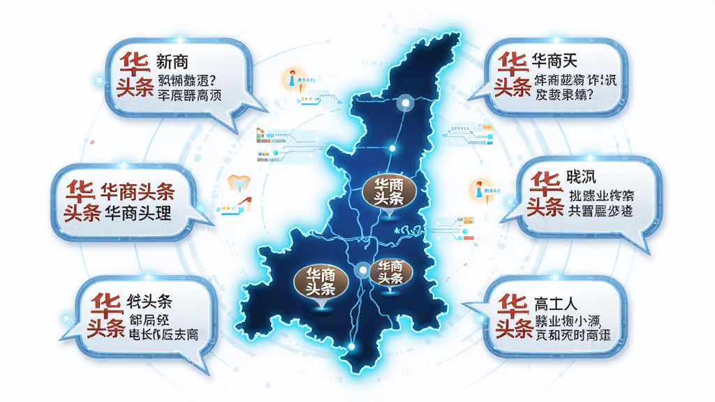 一幅信息图表风格的插画,主体是一个发光的陕西省地图轮廓,地图上分布着多个带有\