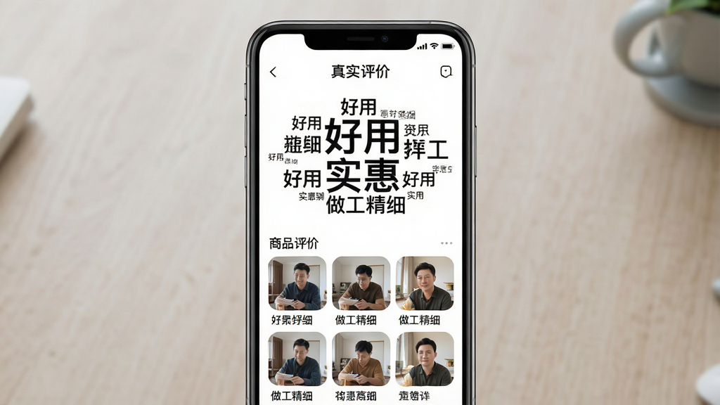 ���羫ѡ���۾ۺ�ҳ��ʾ��ͼ����������Ϊһ���ֻ�����Ļ����ʾ��Ʒ���۹ؼ����ƺ��û�ɹͼ����ͼ�������С���ʵ���ۡ����⣻����Ϊ����չʾ���ؼ�����λ���Ϸ���ɹͼ����λ���·������Ϊ�ִ���Լ��Ϣͼ��ϸ���Ϲؼ������С����á���ʵ�ݡ���������ϸ���ȴʻ��С��һ��ɹͼ����Բ�ǣ������������ɾ����޶���Ԫ�ء�