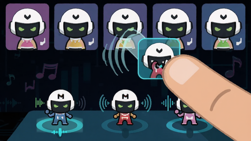 ����չʾ�������Alone marshmello���ư���Ϸ��������������Ϊһֻ��ָ�����϶�һ����ͨ���ֽ�ɫͼ�꣬����Ϊ�ֻ���Ļ���棬�Ϸ���ɫ�����ж�������ɫͷ���Ŀ�ͨ��ɫ���·���̨��������������ɫ�ڲ�����Ч���Ű���ֱ�ۣ����Ϊ��ͨ��ƽ�����ӷ��ϸ�ڰ�����ק�켣�ߡ�������ɢЧ���ͽ�ɫ΢���������ʸ��塢�ɾ����޶���Ԫ�أ�����Ϊ��ɫ���������������