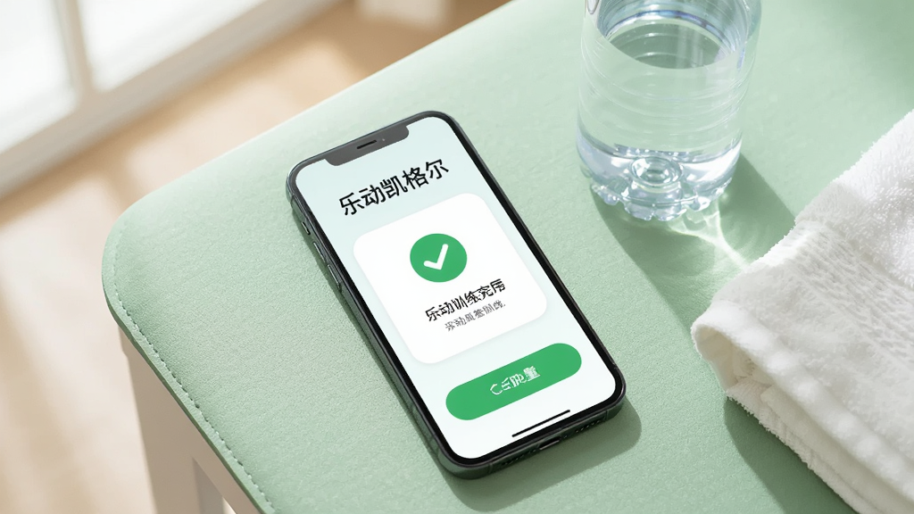 一部手机放在瑜伽垫上,屏幕显示