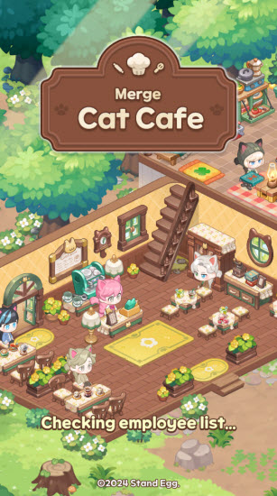 合并猫咪咖啡馆:装饰游(Merge Cat Cafe)店铺装饰布局与猫咪互动画面