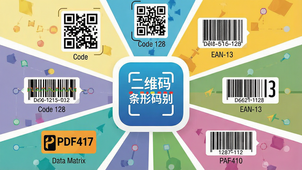一张展示多种编码格式的示意图,画面中央为
