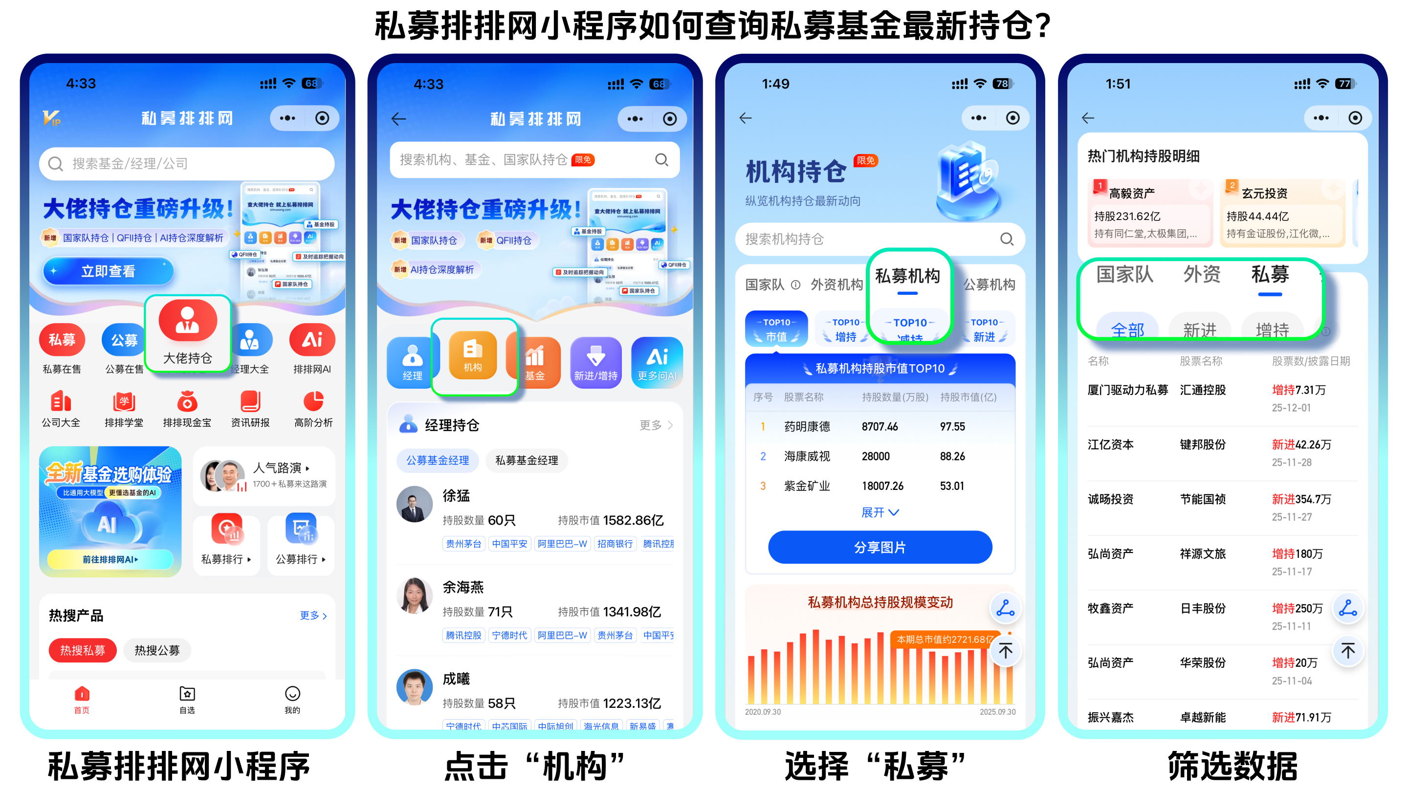 私募排排网安卓版 基金数据查询界面