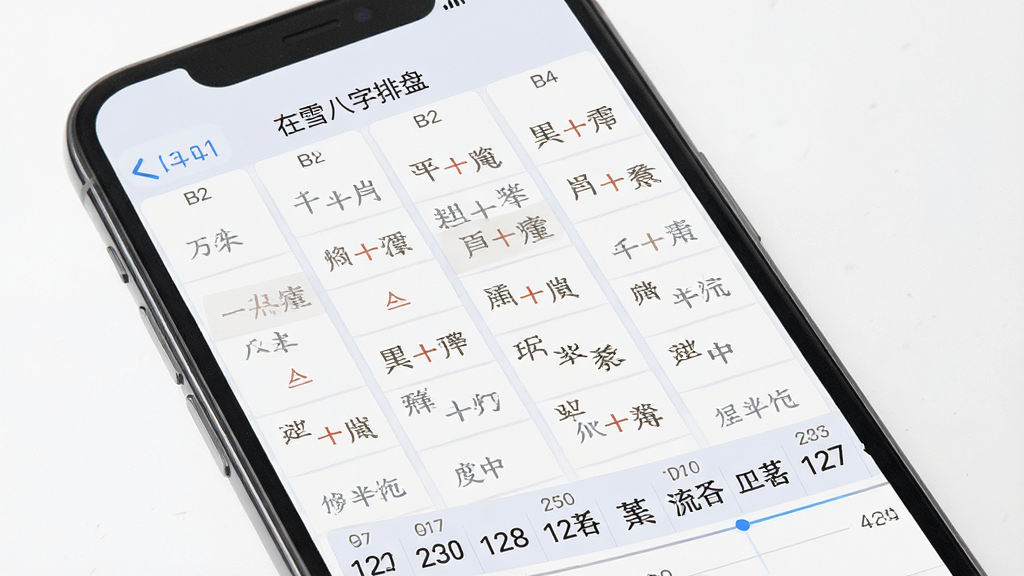 一张展示“在雪八字排盘”大运流年界面的手机截图风格图,主体为手机竖屏显示大运列表与流年时间轴,布局上下结构,风格清爽浅色,细节上突出年份数字与干支文字排列整齐,画质高清干净,无多余元素
