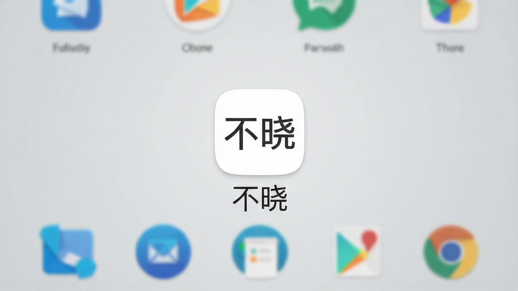 一张干净的安卓手机桌面截图,画面中央放置一个简约风格的App图标,图标下方写着“不晓”两个中文字,整体背景为浅灰色渐变,桌面只有少量基础应用图标,构图居中,风格极简清爽,画面干净无多余元素,高清画质,无杂乱文字,适合作为软件介绍头图