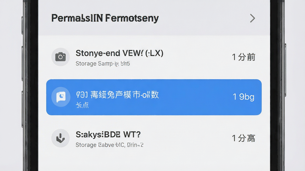 一张手机安全设置界面的示意图,画面中显示权限管理列表,存储权限被高亮标注,背景为浅灰色,风格简洁,画质清晰,无多余装饰
