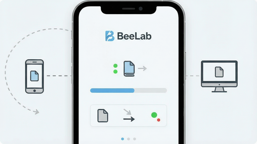 一张展示 BeeLab 软件主界面的图片,画面中央是简洁的浅色界面,顶部有