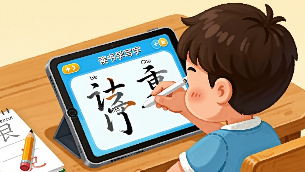 一幅展示儿童在平板电脑上使用