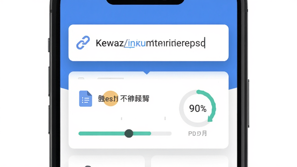 Kewaz软件链接解析功能展示图,主体是手机界面中粘贴链接后自动弹出解析结果的画面,布局为上方输入框、下方信息卡片,排版简洁,风格为扁平化设计,细节包含链接图标、文件类型标识、解析进度动画,画质清晰,干净,无多余元素。
