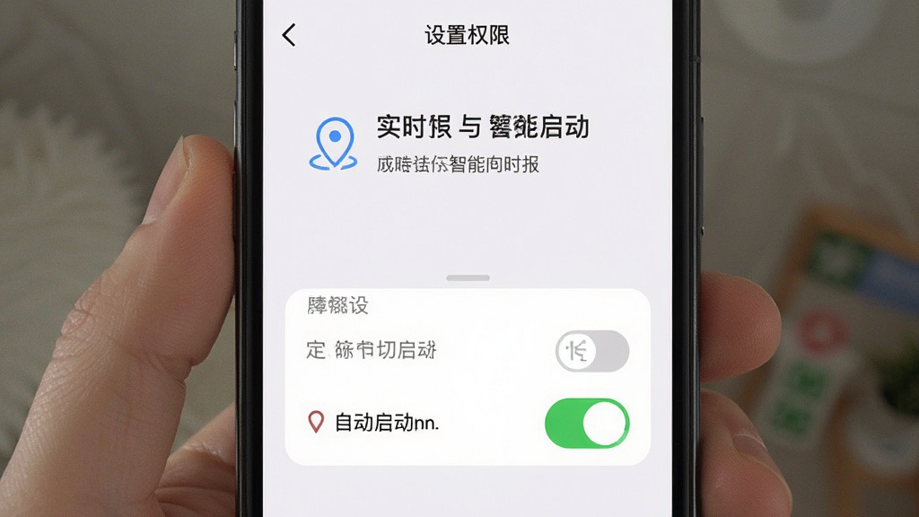 天气预报智能实时报 手机设置权限界面 定位与自启动开关 操作示意图 干净清晰 无杂乱元素