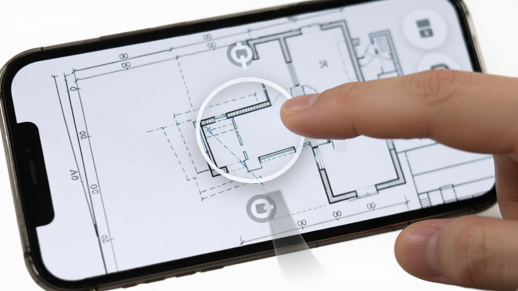 CAD��ͼ������ƽ�Ʋ�����ʾ������Ϊ��ָ���ֻ���Ļ�Ͻ���˫ָ����CADͼֽ������Ϊ��д�ֲ�����Ļ�������Ű�ͻ���������ƣ����ΪдʵUI�������ϸ�ڰ����Ŵ�������ϸ�ڡ�����ָʾͼ�ꡢƽ������Ч���������������ɾ��޶���Ԫ��