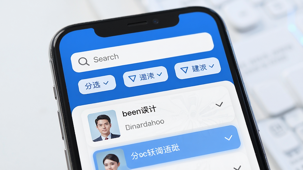 电子证件添加查软件查询功能示意图,画面为手机屏幕特写,屏幕中显示搜索框与筛选按钮,下方为证件列表,主体为手机与界面,布局为居中构图,风格为清爽科技风,细节包含搜索图标、筛选标签、高亮选中状态,画质高清干净无多余元素