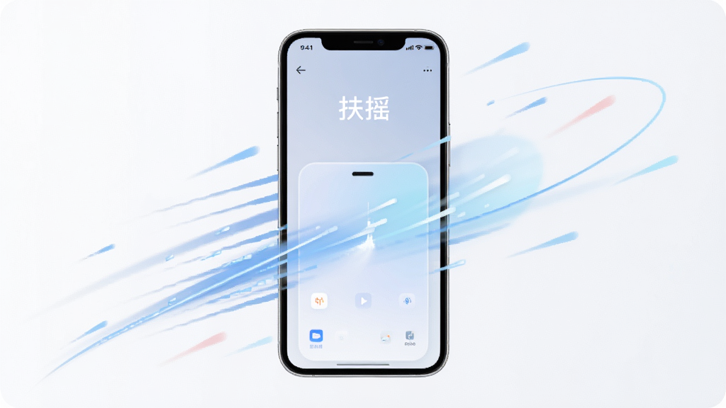 一张表现手机轻量运行的示意图,画面主体是一部智能手机,屏幕显示