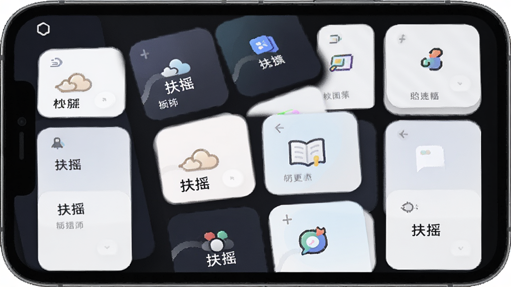 一张展示多功能整合界面的图片,画面中手机屏幕内呈现