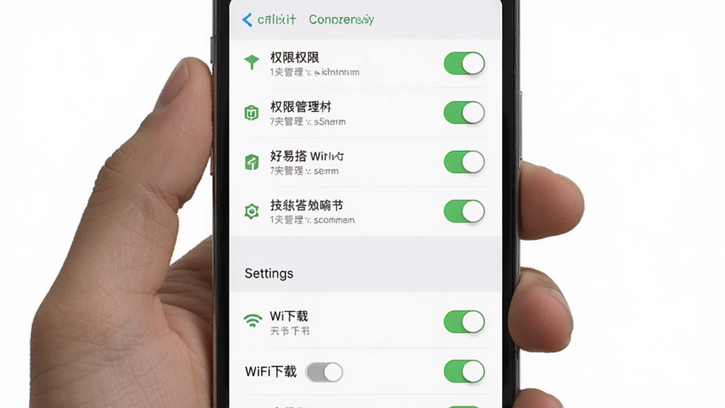 ���״�������װ�����ý����ͼ���ֻ���Ļ��ʾȨ�޹���ҳ����WiFi���ؿ��أ�����Ϊ���·������Ϸ�ΪȨ���б��·�Ϊ����ѡ����Ϊ����ϵͳ�磬ϸ�ڰ������ذ�ť��ͼ����ʾ������˵��������Ϊ��ɫ����������������ɾ��޶���Ԫ��