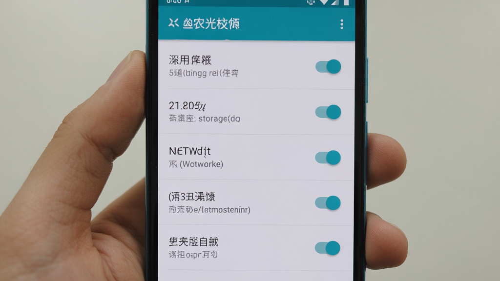 主体为手机屏幕显示农垦之光应用的权限设置界面,布局为权限列表纵向排列,排版为开关按钮加文字说明,风格为安卓系统原生设置风格,细节包括存储、网络、通知等权限项,画质高清,干净,无多余元素