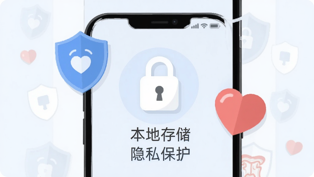 大姨妈月经记隐私安全功能展示,手机屏幕显示锁形图标与
