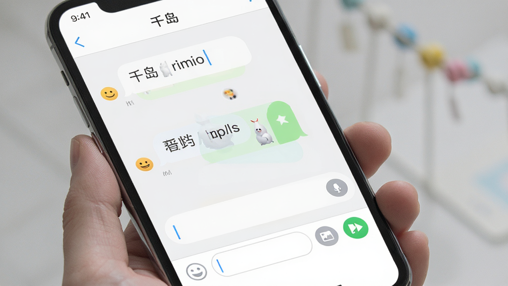 手机聊天界面展示图,画面主体是“千岛”私信对话页面,包含对话气泡、输入框、表情按钮和图片发送入口,布局为上下结构,排版自然,风格为清爽社交UI风格,细节包括浅色背景、圆角气泡、小图标点缀,画质高清、干净、无多余元素