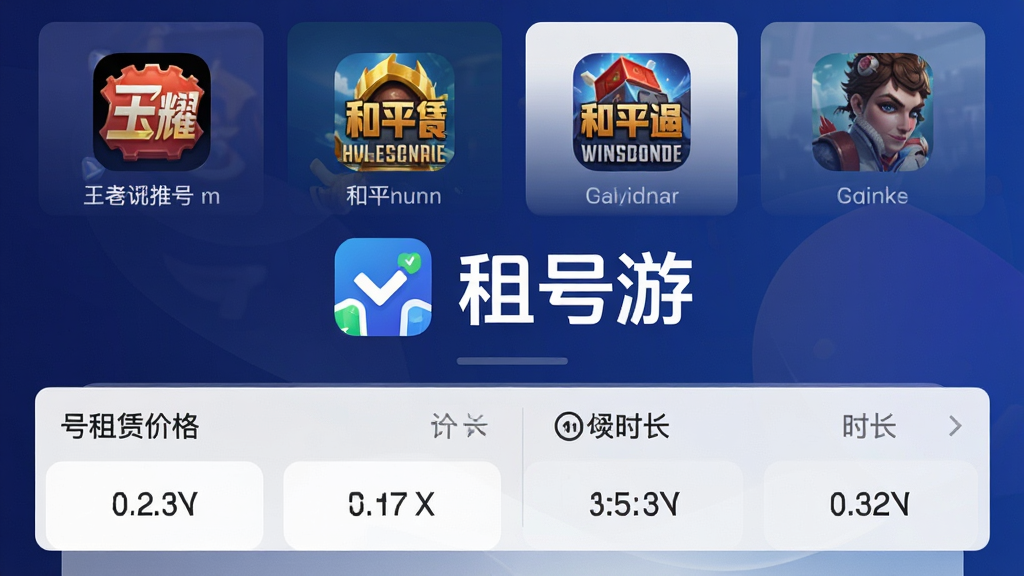 一张展示租号游软件主界面的手机应用截图,画面中央是租号游的Logo和名称