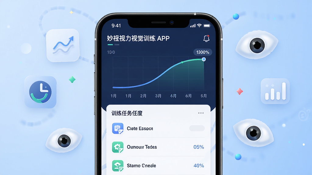 �������Ӿ�ѵ��APP���Ի�ѵ���������棬����չʾһ���ֻ���Ļ�ϵ�ѵ���ƻ�ͼ����������������ͼ��ѵ�������б��ͽ��Ȱٷֱȣ���ΧƯ��������ͼ����۾���״��װ��Ԫ�أ�����Ϊǳ��ɫ���䣬�������������Ű���������ϸ�ھ��£����ʸɾ����޶���Ԫ��