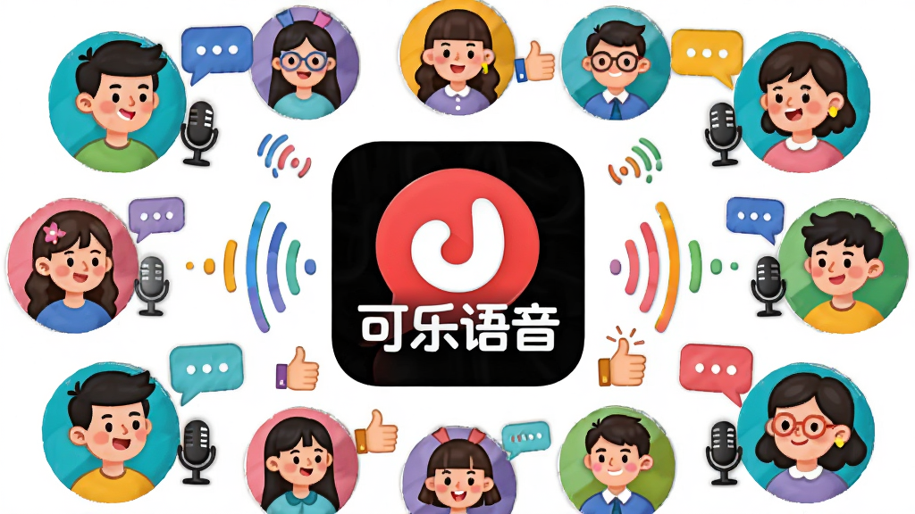 一个充满活力的语音聊天室场景,画面中心是