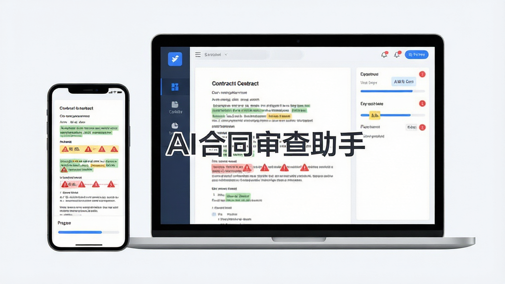 AI合同审查助手软件主界面展示,画面中央为软件名称